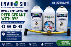 Enviro-Safe R134a Replacement Refrigerant w/Dye Stop Leak & Gauge