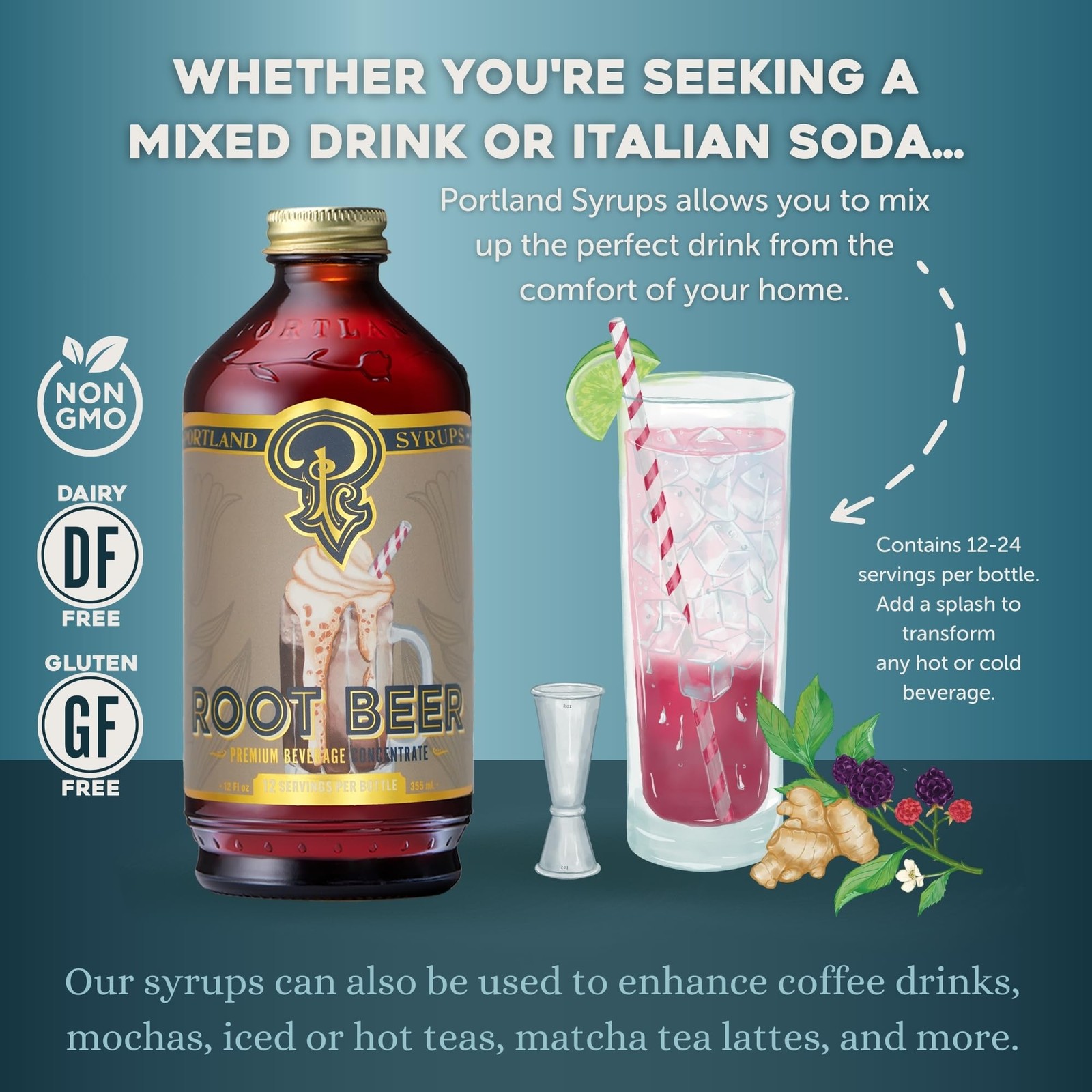 Portland Syrups Genuine Root Beer Syrup Premium Beverage Concentrate for Aut... gallery