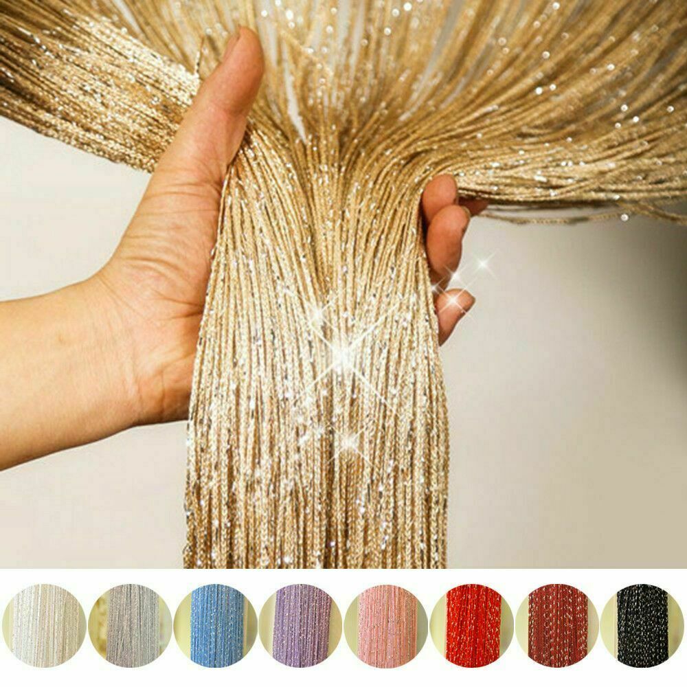 Gold Tassel String Door Curtain Beads Room Divider Crystal Fringe Window Panel gallery