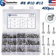 Hex Washer Head Self Drilling Sheet Metal Tek Screws Stainless Steel #8 #10 #12