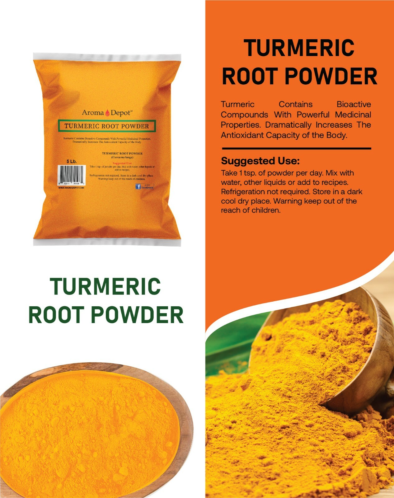 Tumeric Root Powder 8 oz. Pure (Curcuma longa) Curcumic Turmeric Spice gallery
