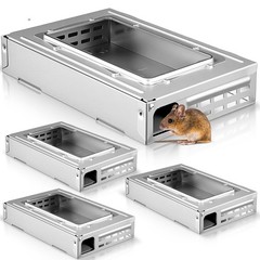 4 Packs Multi Catch Mouse Trap Clear Top Mice Trap Rodent Humanized Silver Ra…