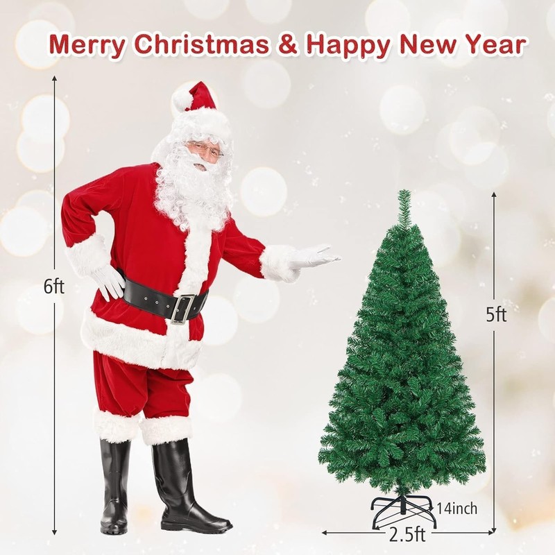 5ft Artificial Christmas Tree, Unlit Christmas Pine Tree with 350 PVC Branch ... gallery