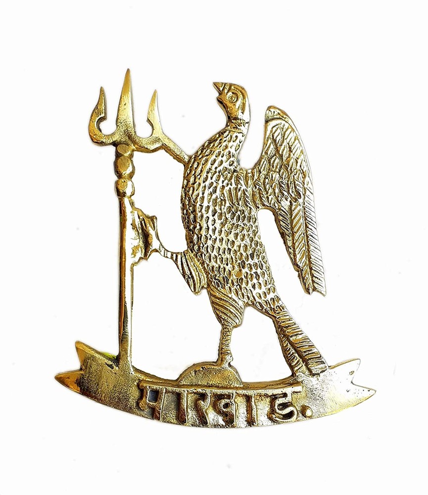 Brass Marwar Logo Monogram Eagel Holding Trishul Symbol Wall Hanging Decor