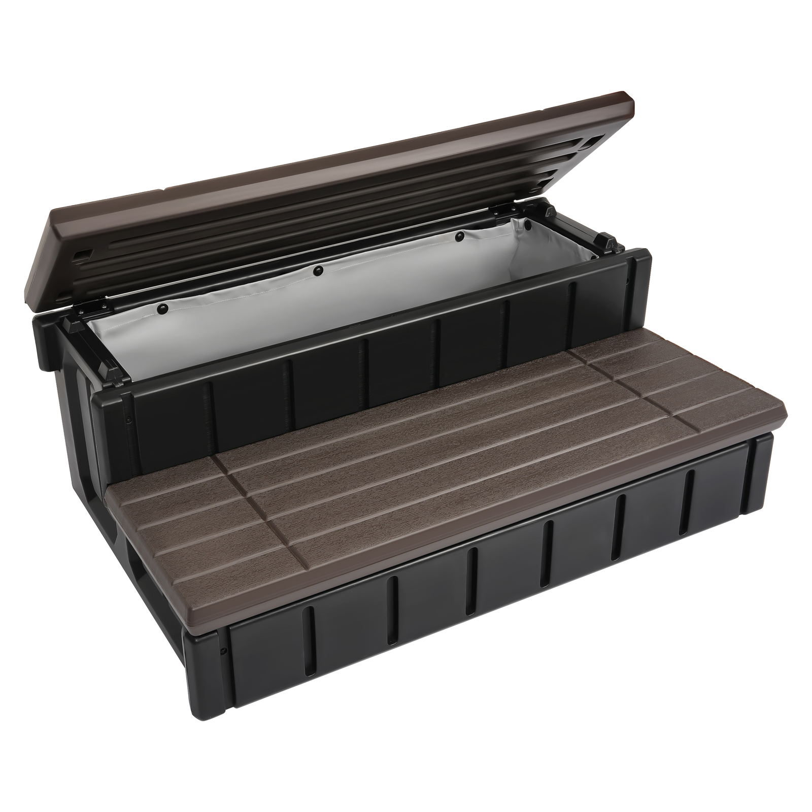 Brown+Black Universal 2 Slip-Resistant Spa & Hot Tub Step Outdoor with Storage gallery