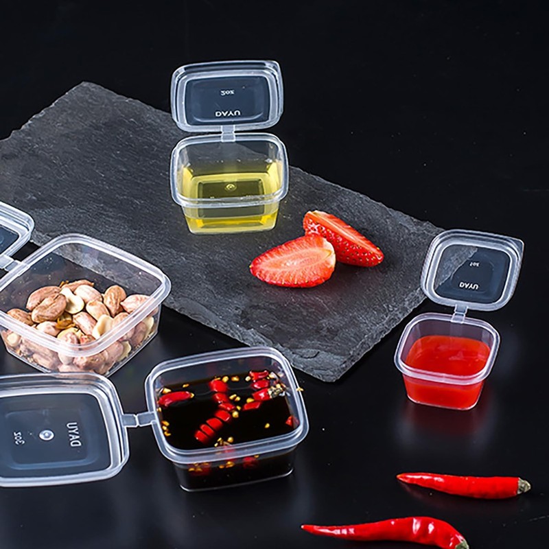 Square-shaped Disposable Sauce Cup Set - All-in-One Design with 4 Size Options, gallery
