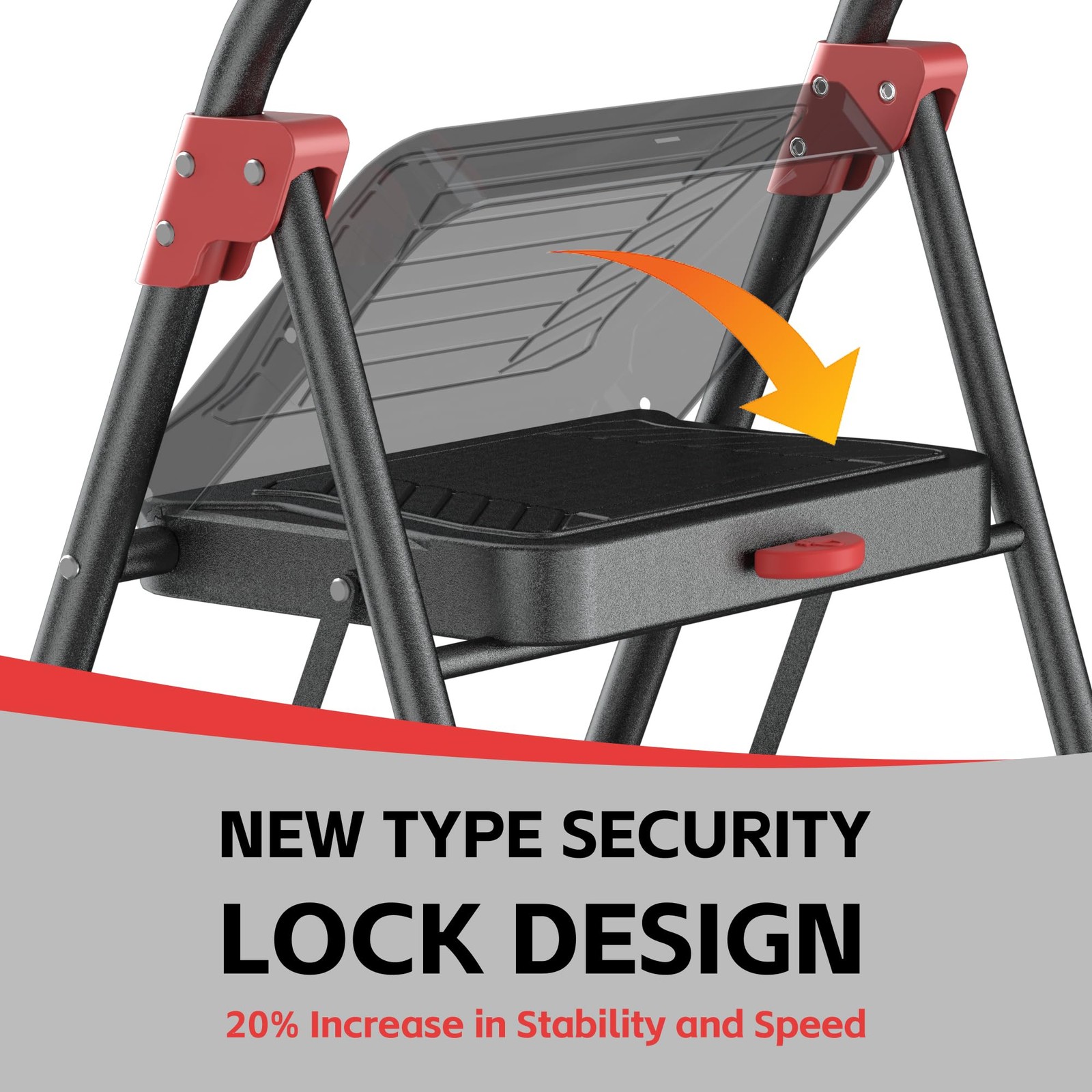 4 Step Ladder Folding Anti Slip 900lb Capacity Steel BlackRed SLI94SBR Stool gallery