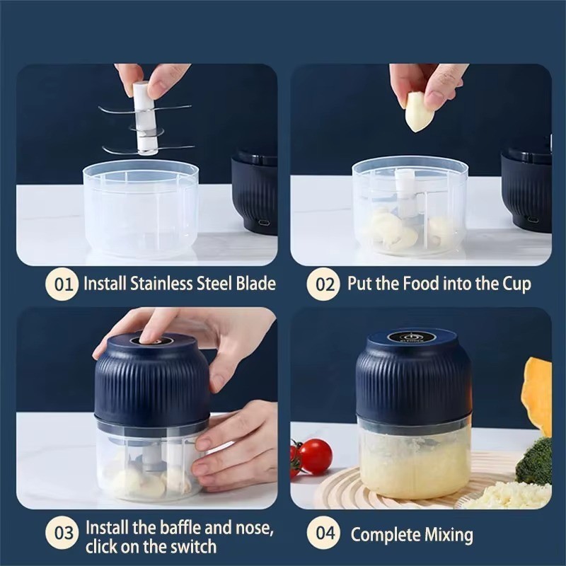 250ml Garlic Masher Crusher Electric Kitchen Food Chopper USB Portable Meat gallery