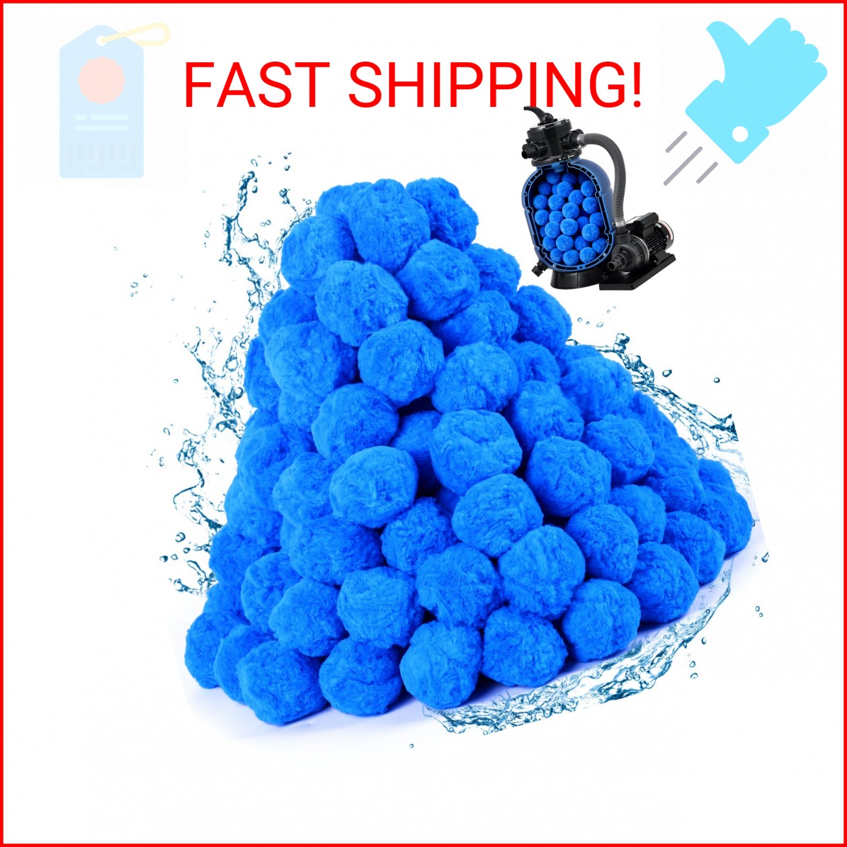 BluClear 3.5 lbs Pool Filter Balls for Sand Pump, Reusable Blue Pool Filter Medi gallery