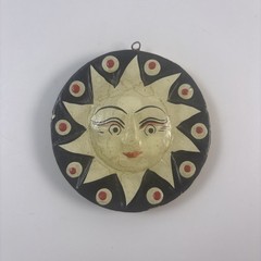 Celestial Sun & Moon Eclipse double sided wall hanging Piece painted 3”