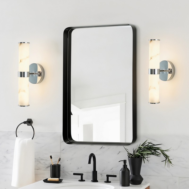 2 Pack 14 inch Modern Chrome Marble LED Wall Sconce Textured Indoor Fixture UL gallery