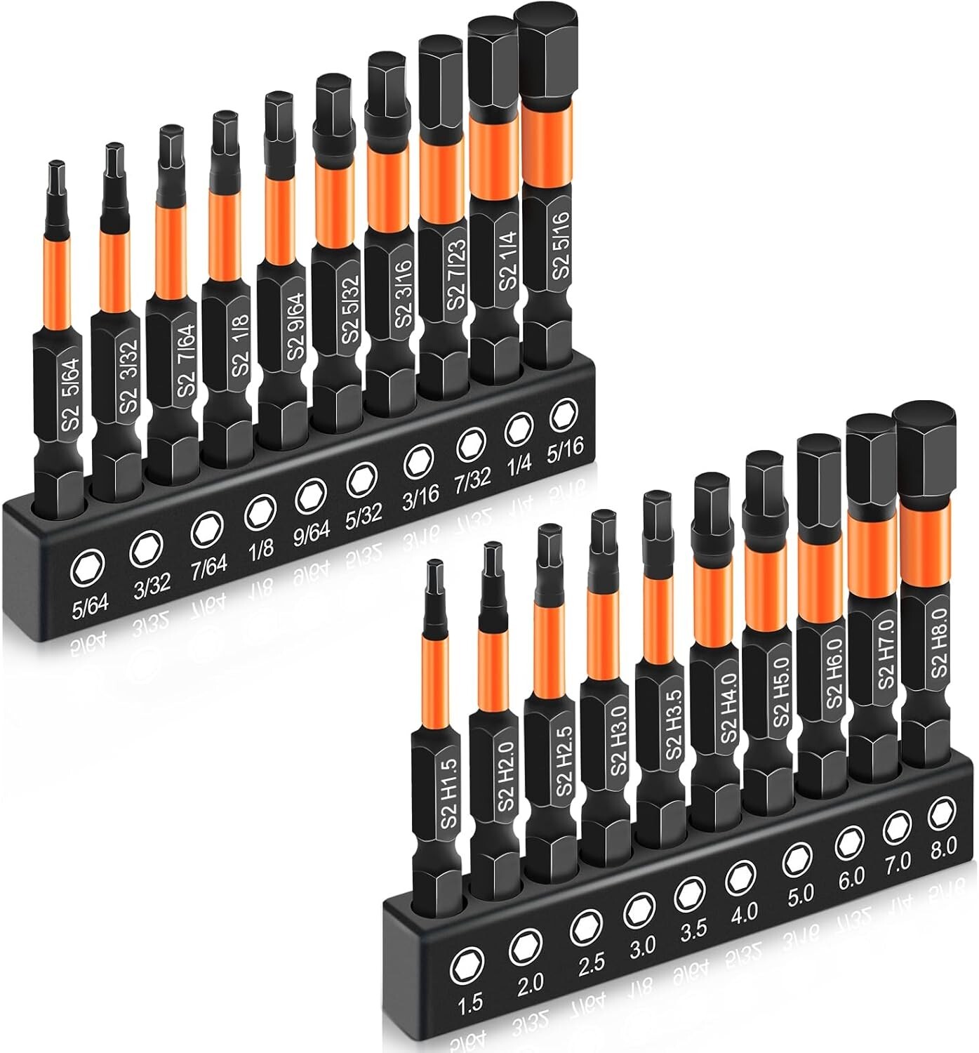 20 Pcs Hex Bit Set, Impact Hex Head Allen Wrench Drill Bit Set Metric, SAE, 1/4" gallery