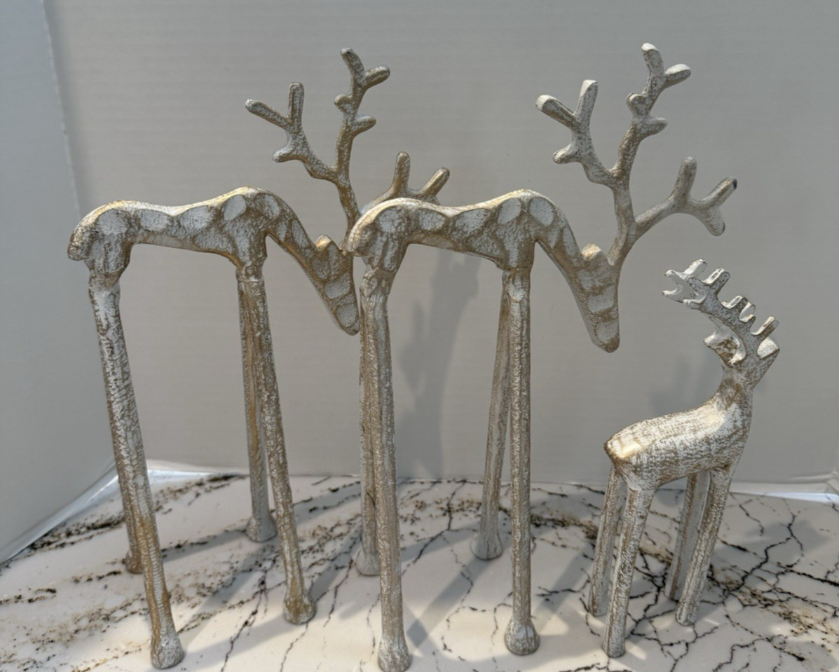 Modern Gold Metal Reindeers ($20 EACH) (2 Tall/1 Short) (or Separate) NEW gallery