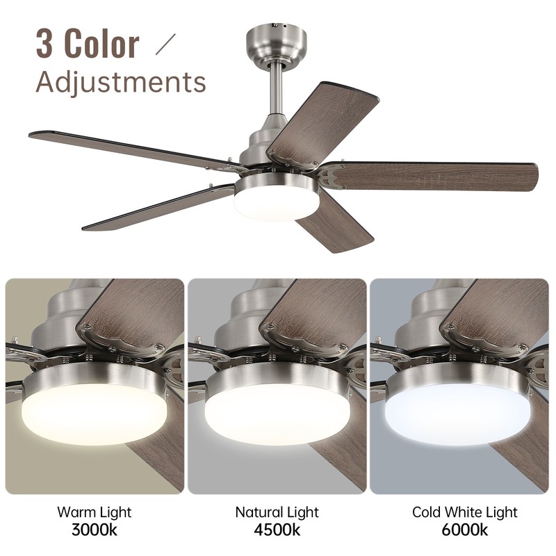 42'' Brushed Nickel Low Profile Ceiling Fan Light w/ Remote 6 Speed Dimable LED gallery
