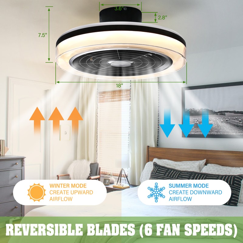 18" Smart Ceiling Fan with Light Alexa Siri Google Assistant w/Bluetooth Speaker gallery