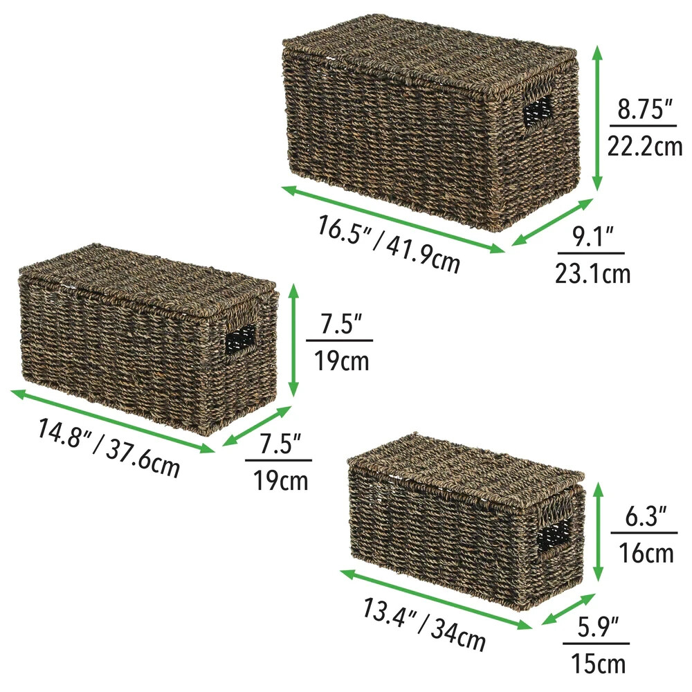 mdesign SEAGRASS NESTING BASKET SET WITH REMOVABLE LIDS gallery