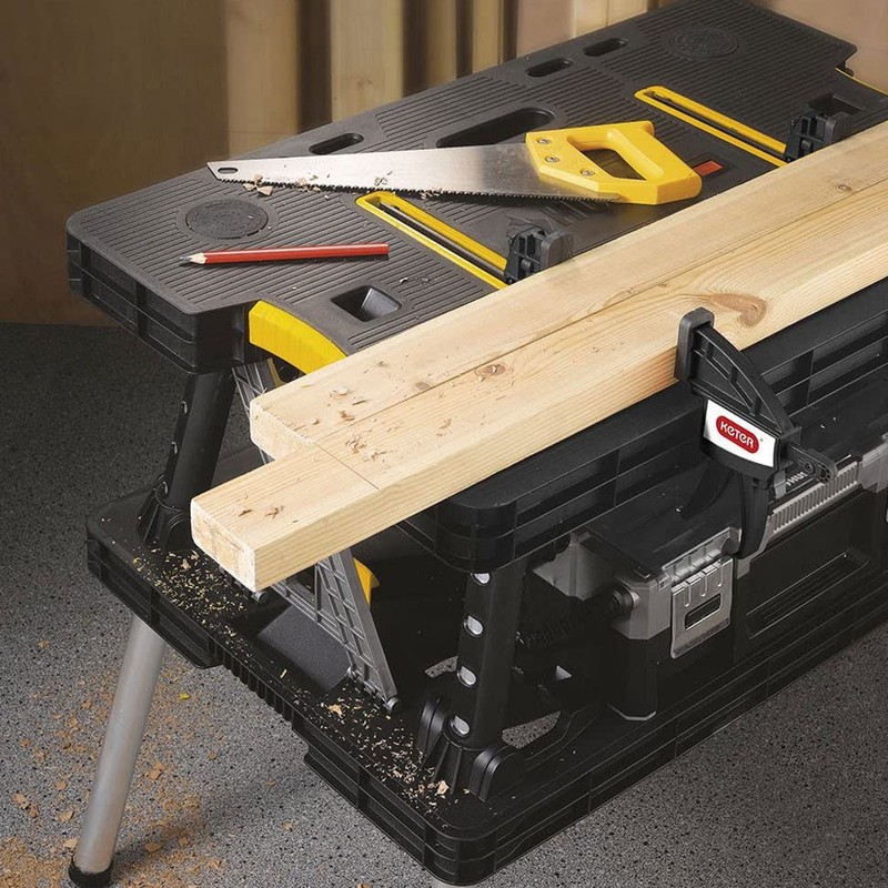 Keter Folding Portable Workbench Sawhorse *COMES WITH 2 CLAMPS* Worktable 197283 gallery