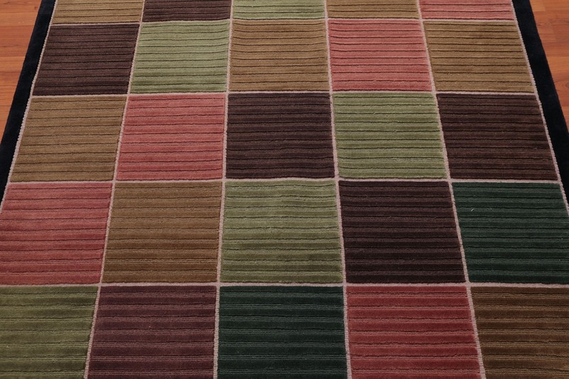 5'6" x 8' Hand Knotted High Low Loop & Cut pile 100% Wool Tibetan Area rug Black gallery