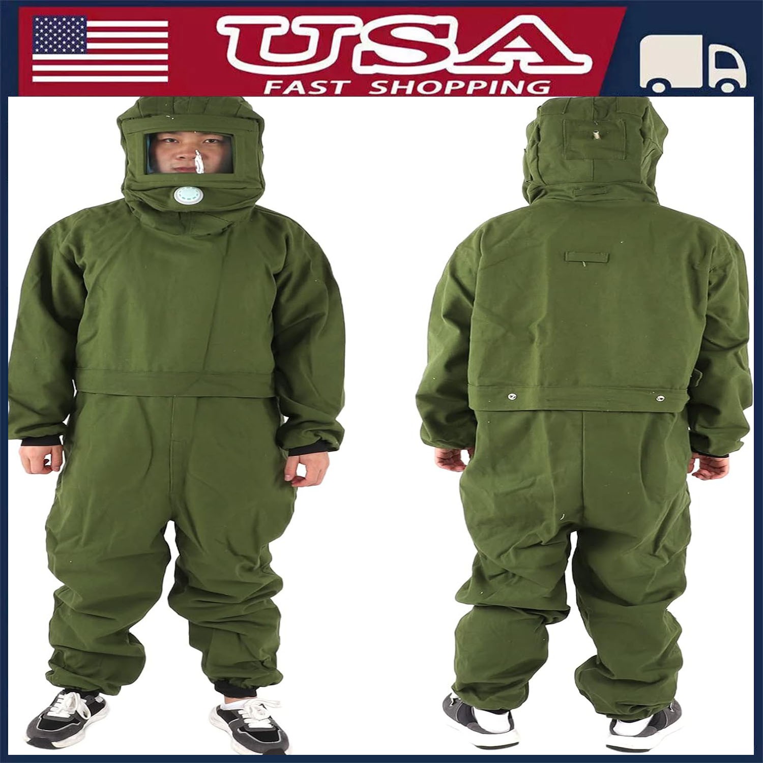 Sand Blasting Suit Protective Hood Splash Work Protection Protective Mask US gallery
