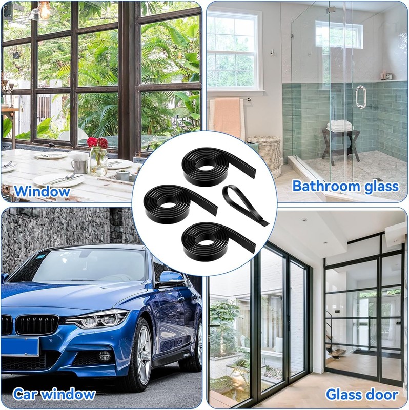 3 Rolls Squeegee Replacement Rubber Blades 41 Inch Silicone Black Blade for gallery
