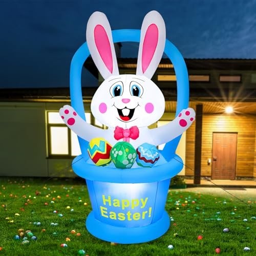 5 Ft Easter Inflatables Decorations - LED Light-Up Outdoor Decor for Garden Part gallery