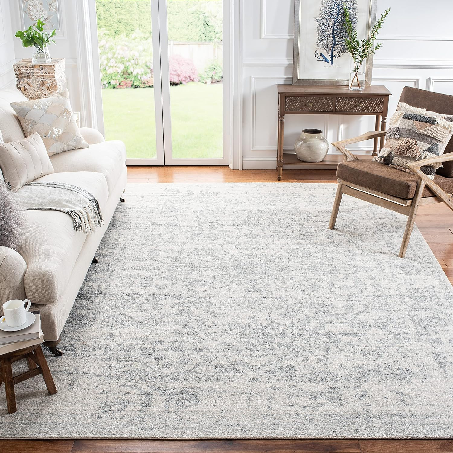 Madision Collection 10' x 14' Area Rug - Silver & Ivory Snowflake Design gallery