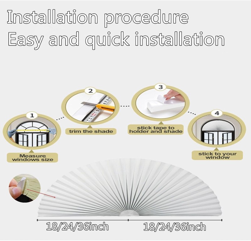 Arch Window Pleated Blinds Half Circle Window Shades Cordless Non-Woven Self gallery