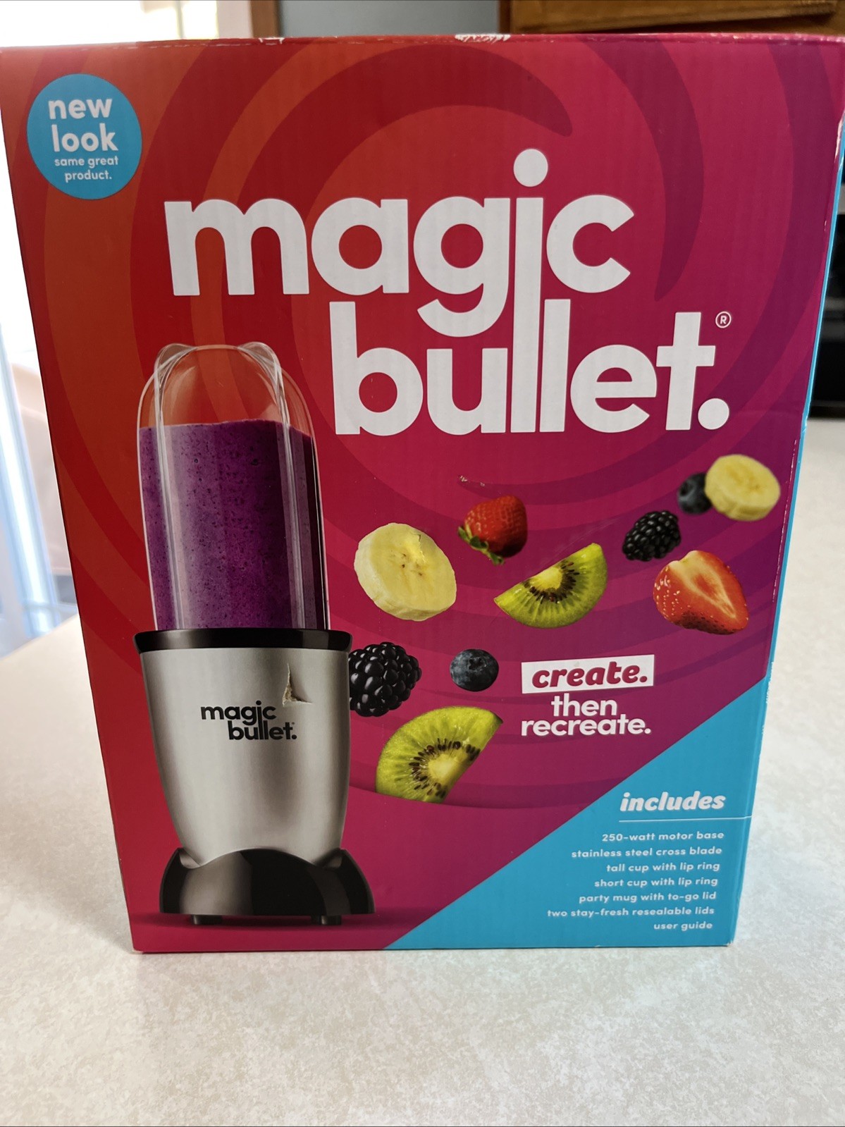 NEW Silver Magic Bullet Personal Blender in Box 250W Tall + Short Cup gallery