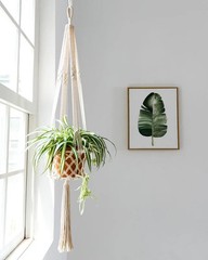Boho Macrame Plant Hanger Handmade Cotton Rope Hanging Planter for Outdoor