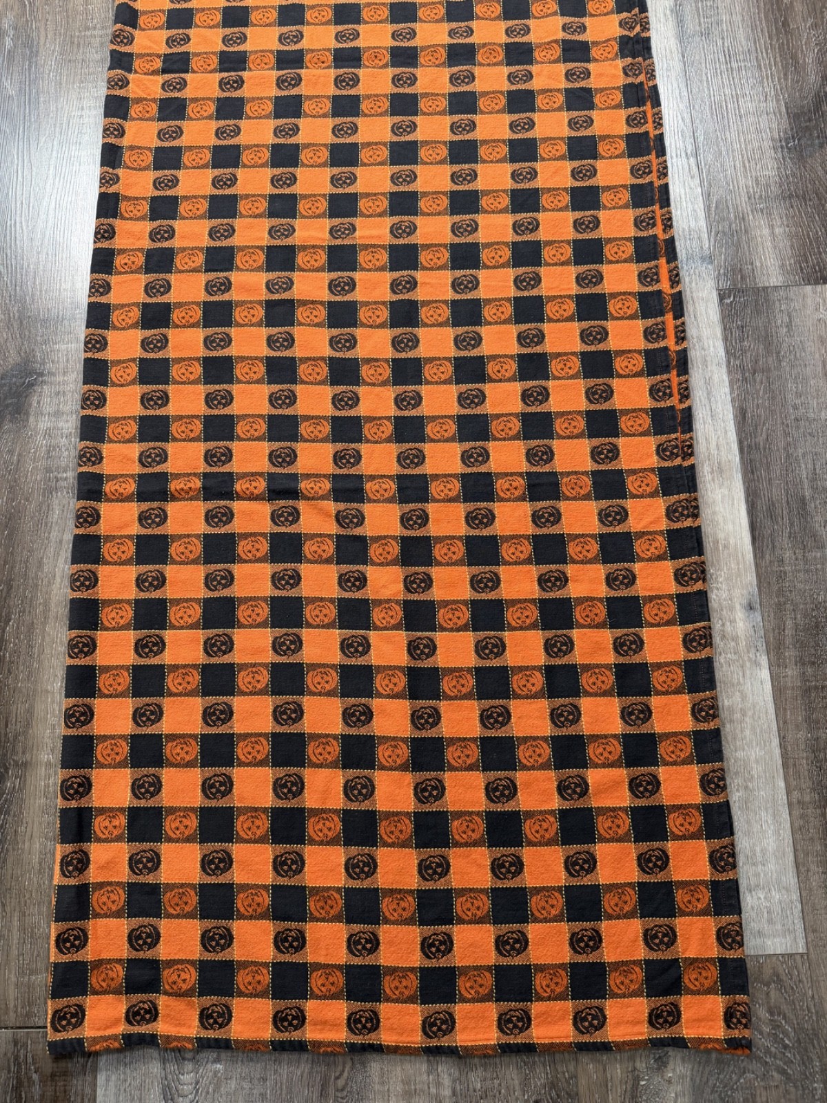 Halloween Jack O Lantern Check Tablecloth Orange Black 52”x87” 100% Cotton gallery