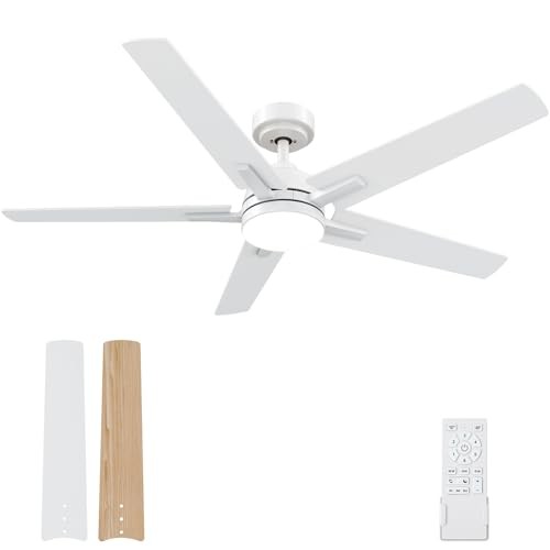 Ceiling Fans with Lights and Remote, Low Profile 5 Blades Ceiling 52 Inch White gallery