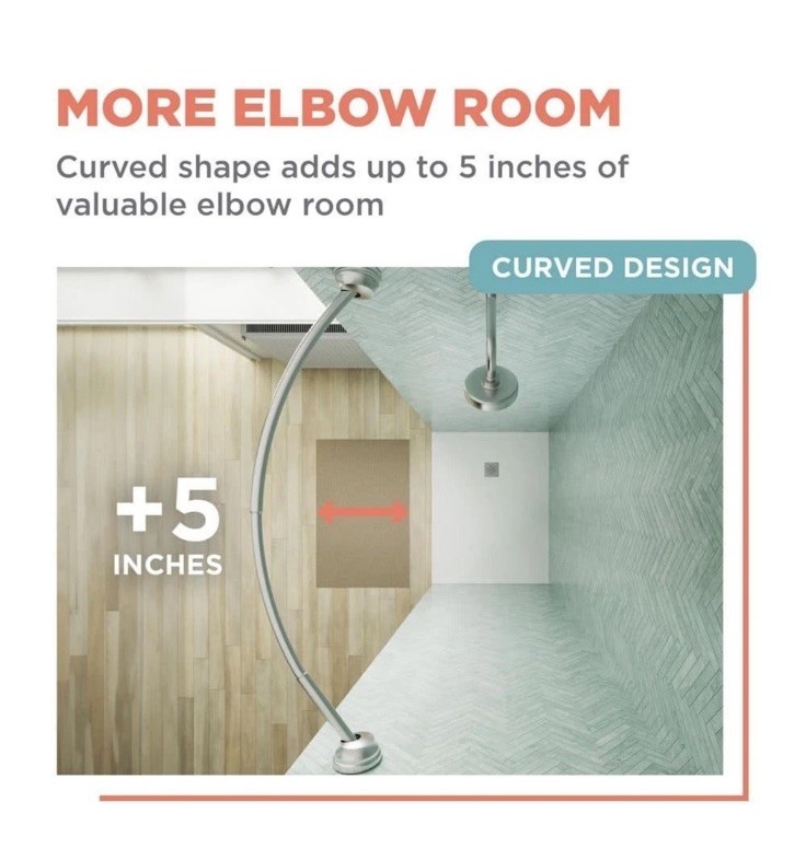 Zenna Home E40S2ALBN Dual Mount Curved Stall Shower Rod, 32"-40" Brushed Nickel gallery