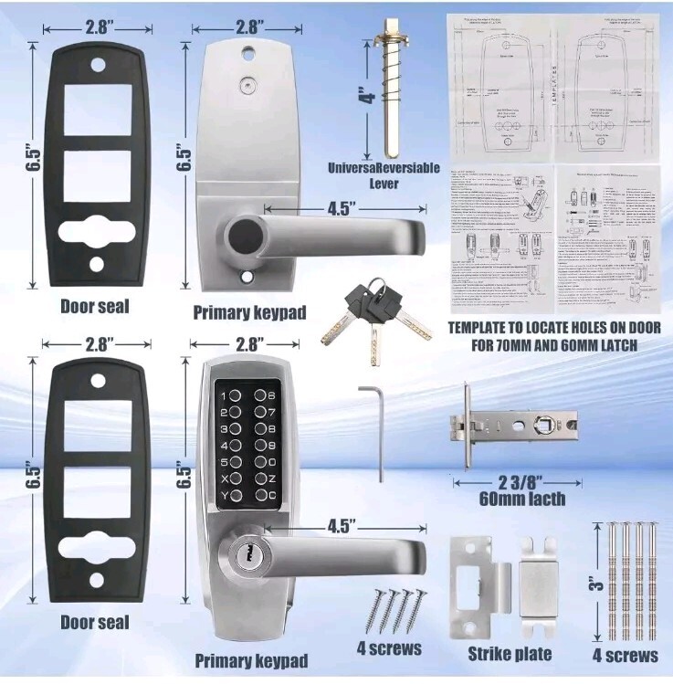 Mechanical Door Lock, Push Button Lever, Keyless Entry, Commercial & Residential gallery