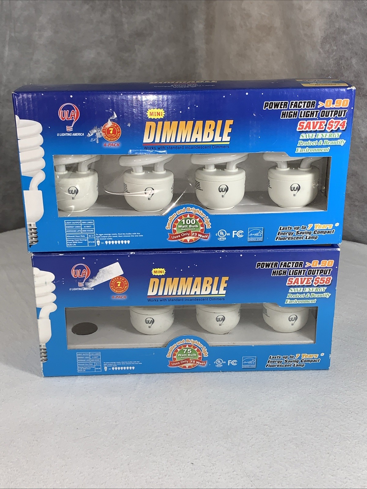 ULA Dimmable CFL 23W Light Bulb 4 PACK LED SDS23-4P NEW & SDS15-4P Open Box 3 CT gallery