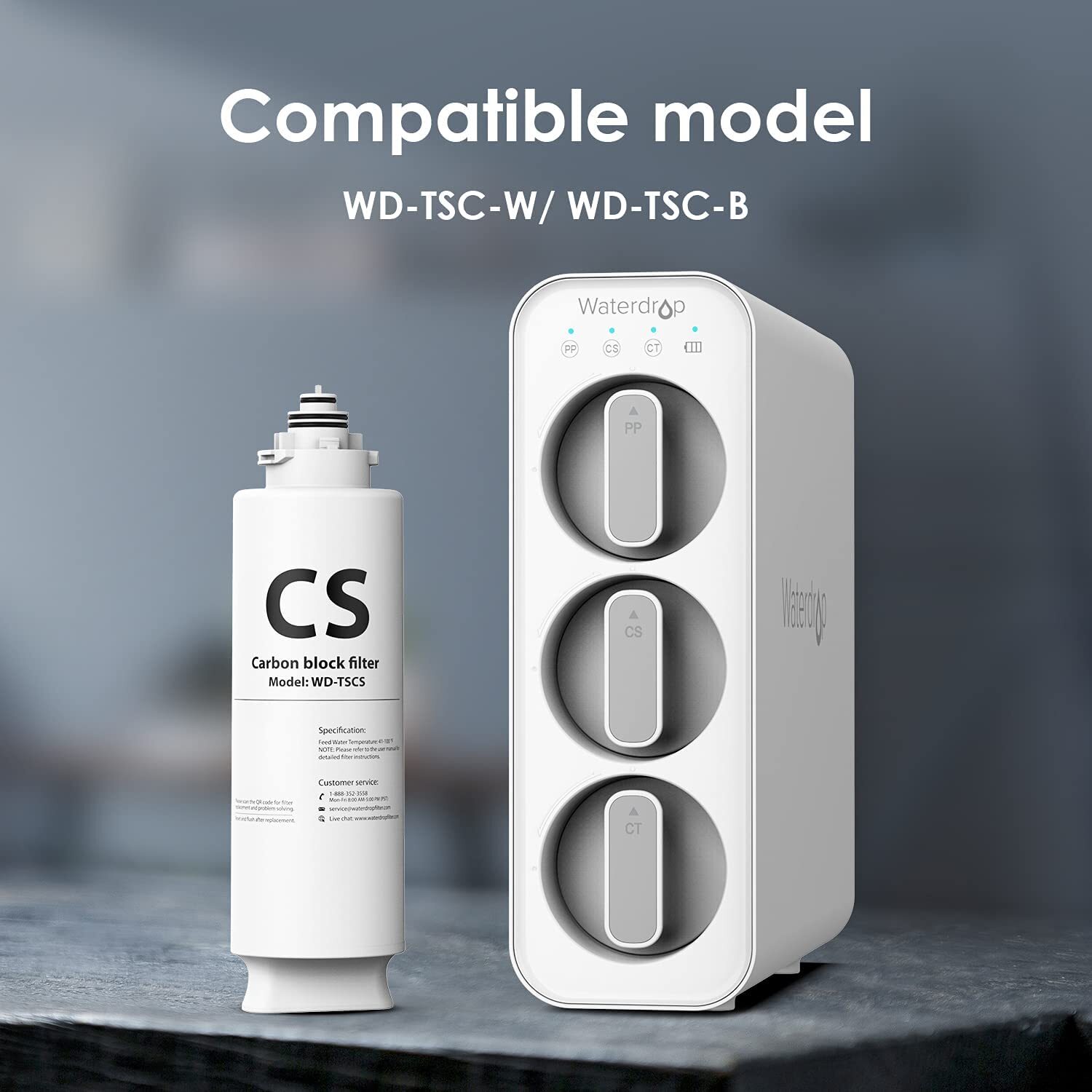 Waterdrop TSCS Under Sink Water Filter, 2000 Gal Hige Capacity, for TSU-W/B&TSC gallery