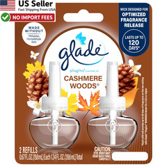 Glade PlugIns Refills Cashmere Woods Scented Essential Oil 2 Pack 1.34oz FROM US