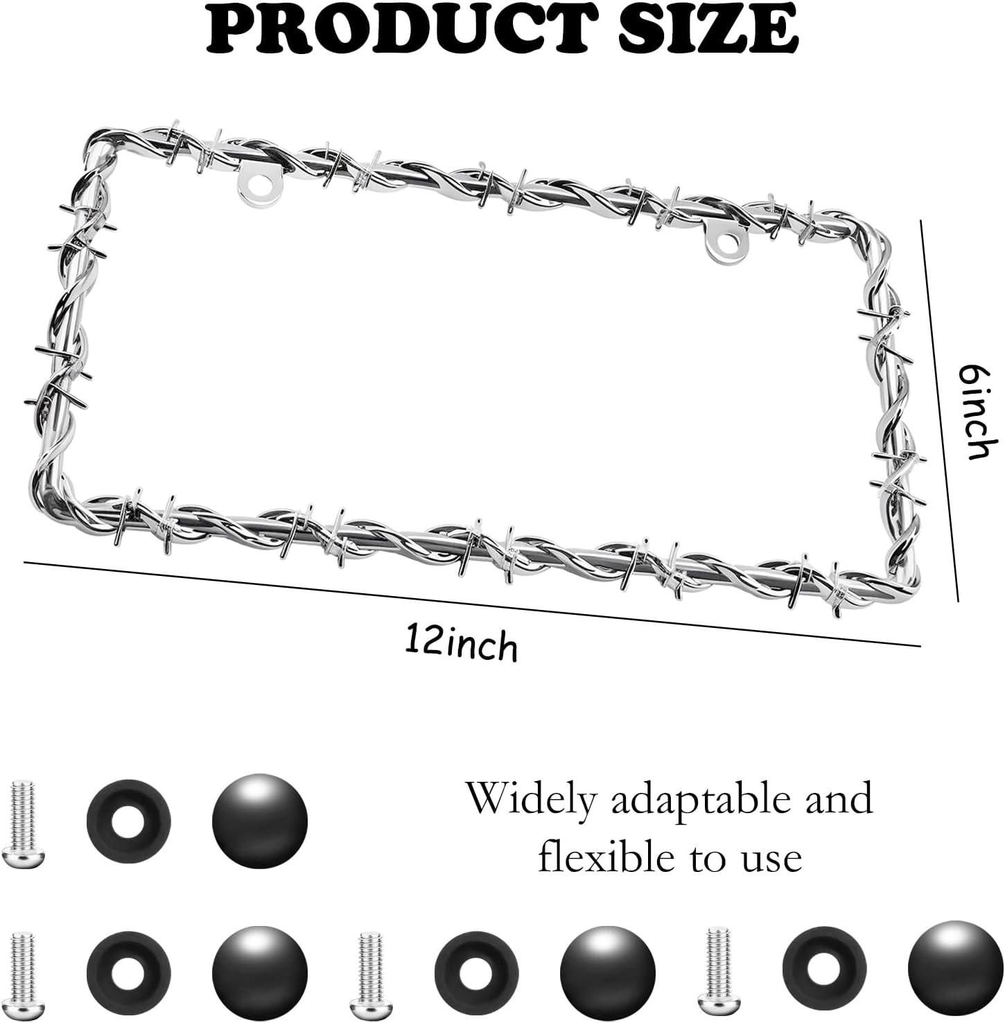 2Pcs Barbed Wire Design License Plate Frame, Chain Plate Frame Supplies Comes wi gallery