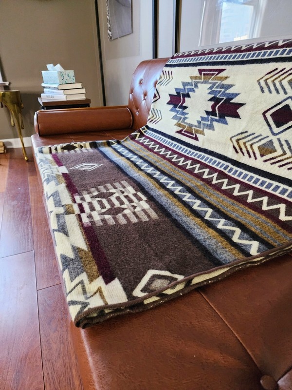 Reversible ALPACA Wool THROW BLANKET Andean & Southwestern Pattern 80" X 42" gallery