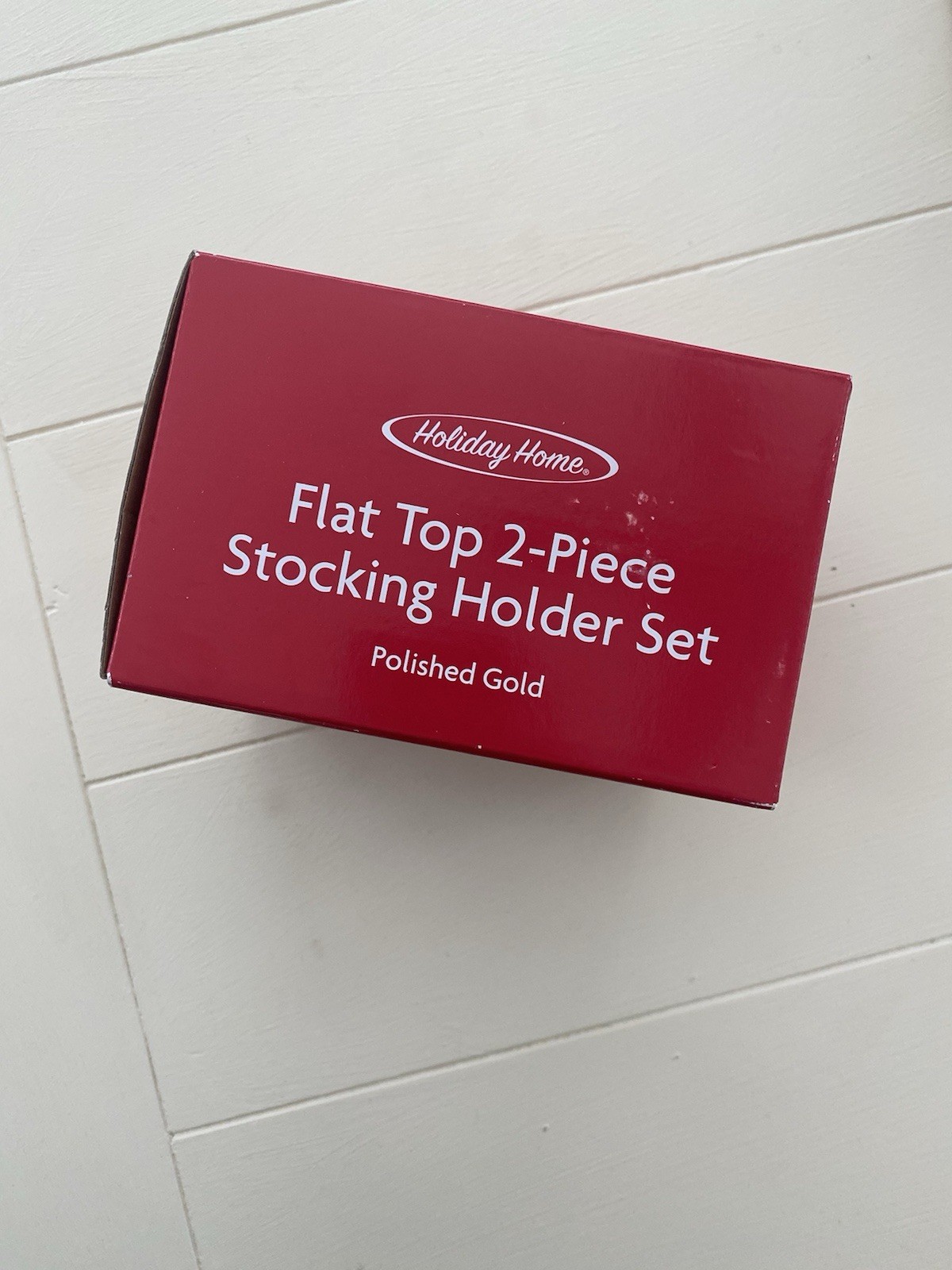 Holiday Home Flat Top 2-Piece Stocking Hook Holder Set - Polished Gold NEW gallery