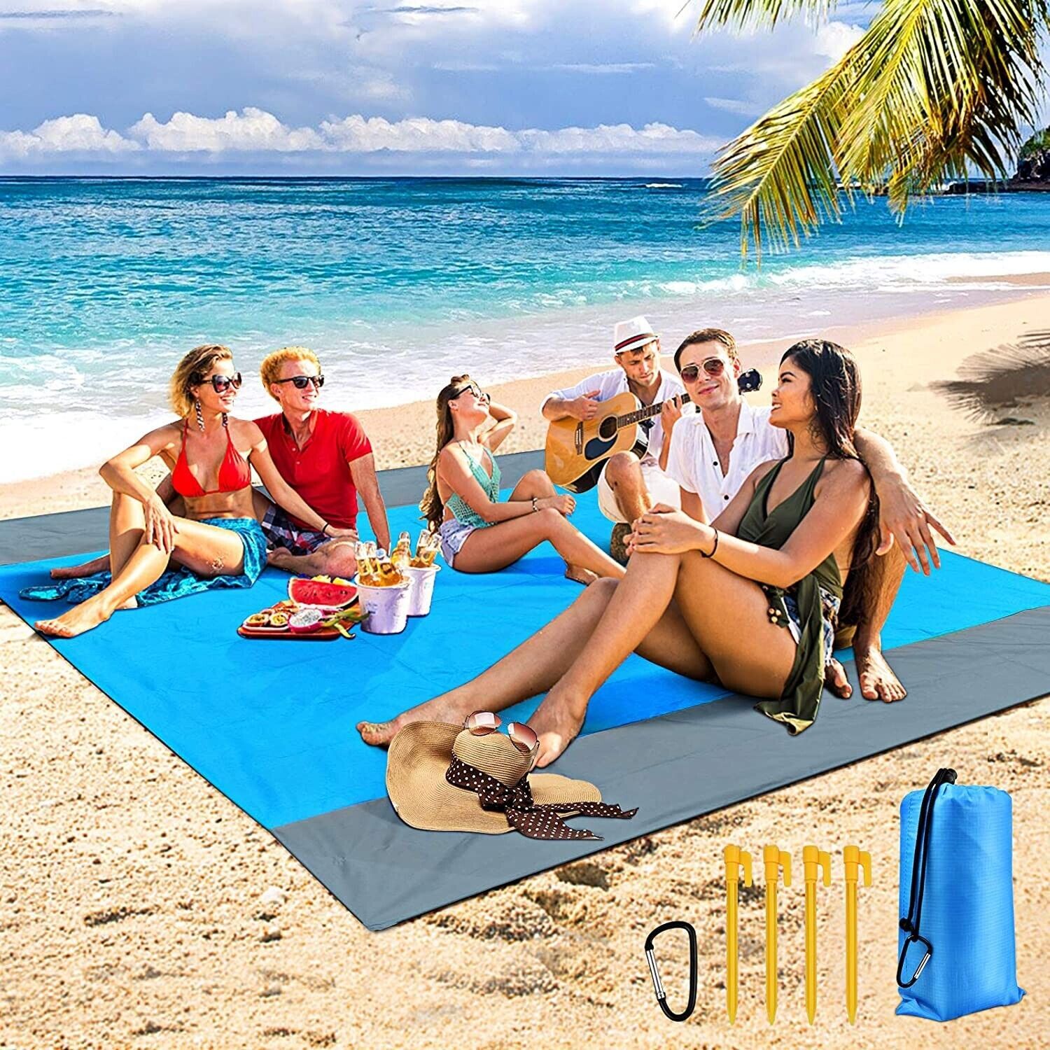 Beach Blanket, Sand Free Waterproof Picnic Blankets Oversized 118" X 110" gallery