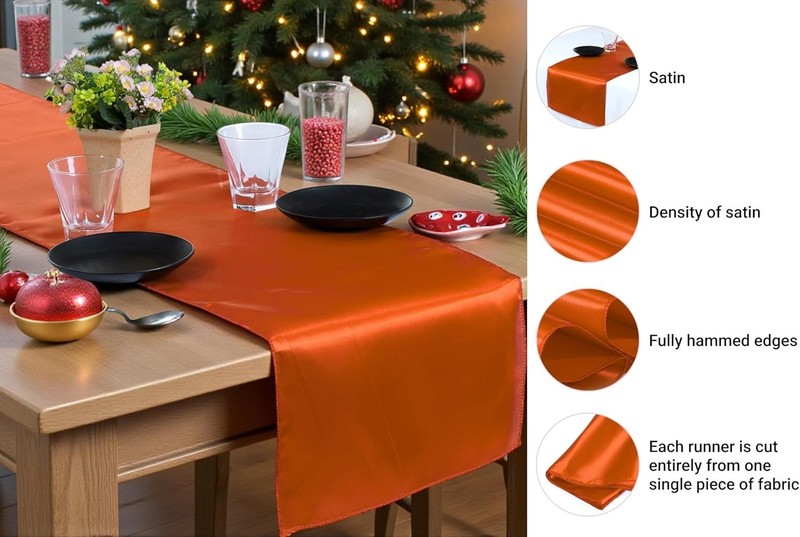 12x108 Inch Silk Table Runner - Brunt Orange gallery