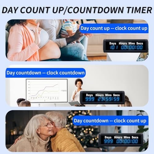 YZ Digital 999 Days Countdown Timer, Count Up/Count Down Clock with Remote, 12/2 gallery