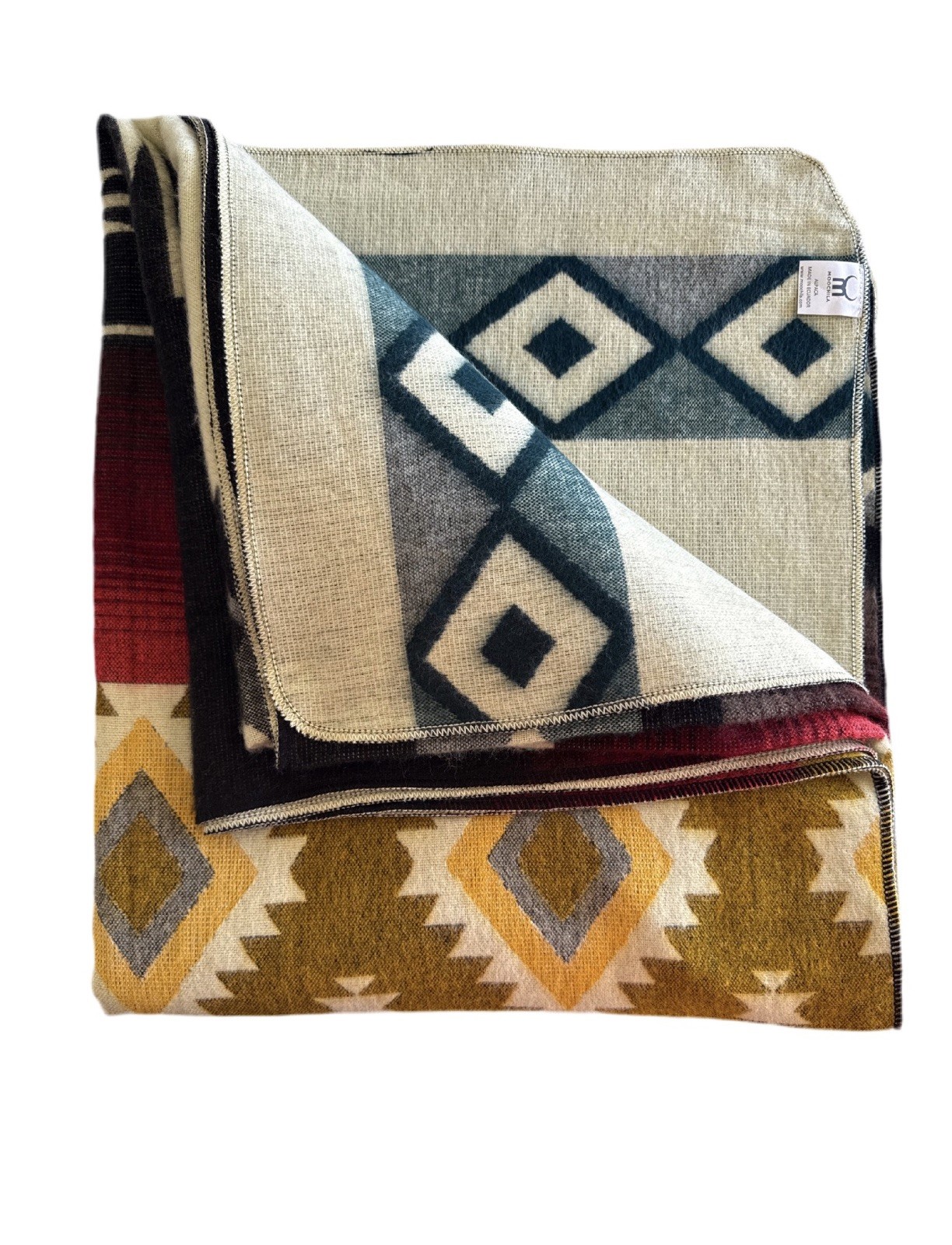 Alpaca Blanket - Cozy Colorful Native Pattern Throw - Made in Ecuador - 20261 gallery