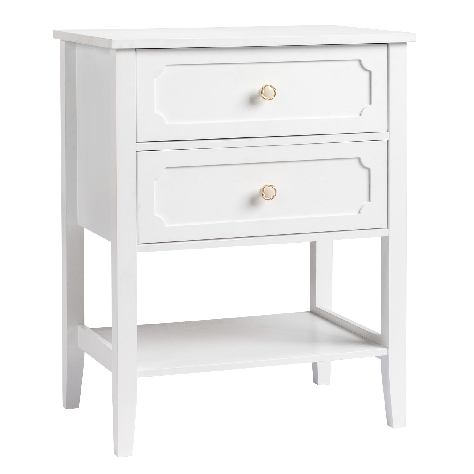 Nightstand with 2 Drawers Tall 28" Modern Large End Table Living Room Wooden gallery