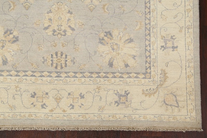 Handmade Muted Gray Wool Carpet Vegetable Dye Peshawar Chobi Area Rug 6x8 Ft gallery
