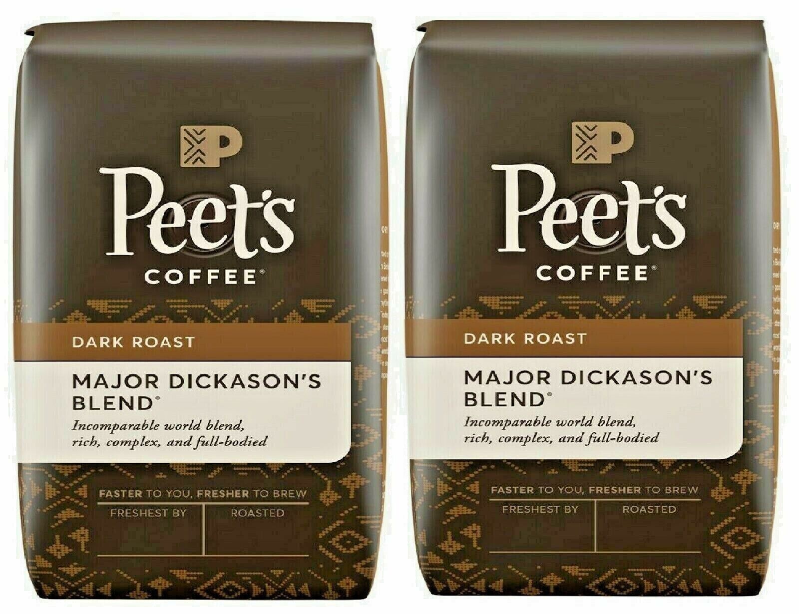 2 Packs Peet's Coffee Major Dickason's Blend Deep Roast, Whole Bean, 32 oz. each gallery