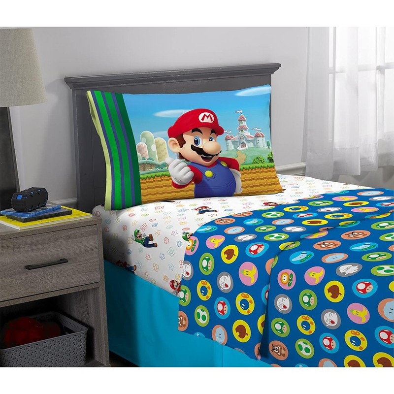 Super Mario Twin 3-Pcs Soft Microfiber Multicolor Bedding Sheet Set for Kids gallery