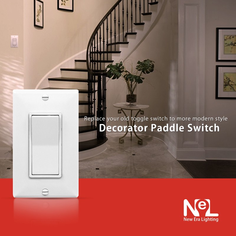 3-Way, Single-Pole, Wall Light Switch, On/Off Rocker Paddle Switch, UL, 10 Pack gallery