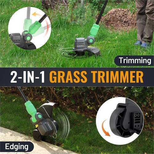 WORKPROX 20V Cordless String Trimmer/Edger 9500RPM 12" Cut 4A Battery Spool Line gallery