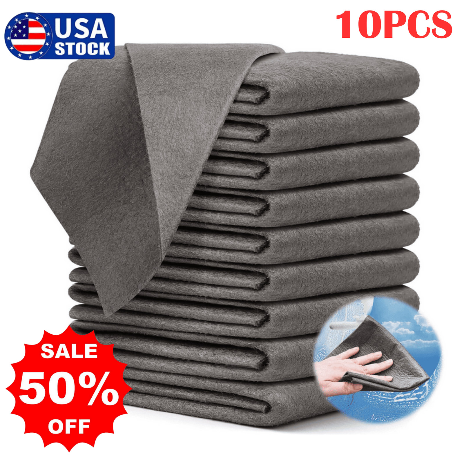 10PCS Magic Glass Cleaning Cloth Microfiber Cleaning Towels for Windows Kitchen gallery